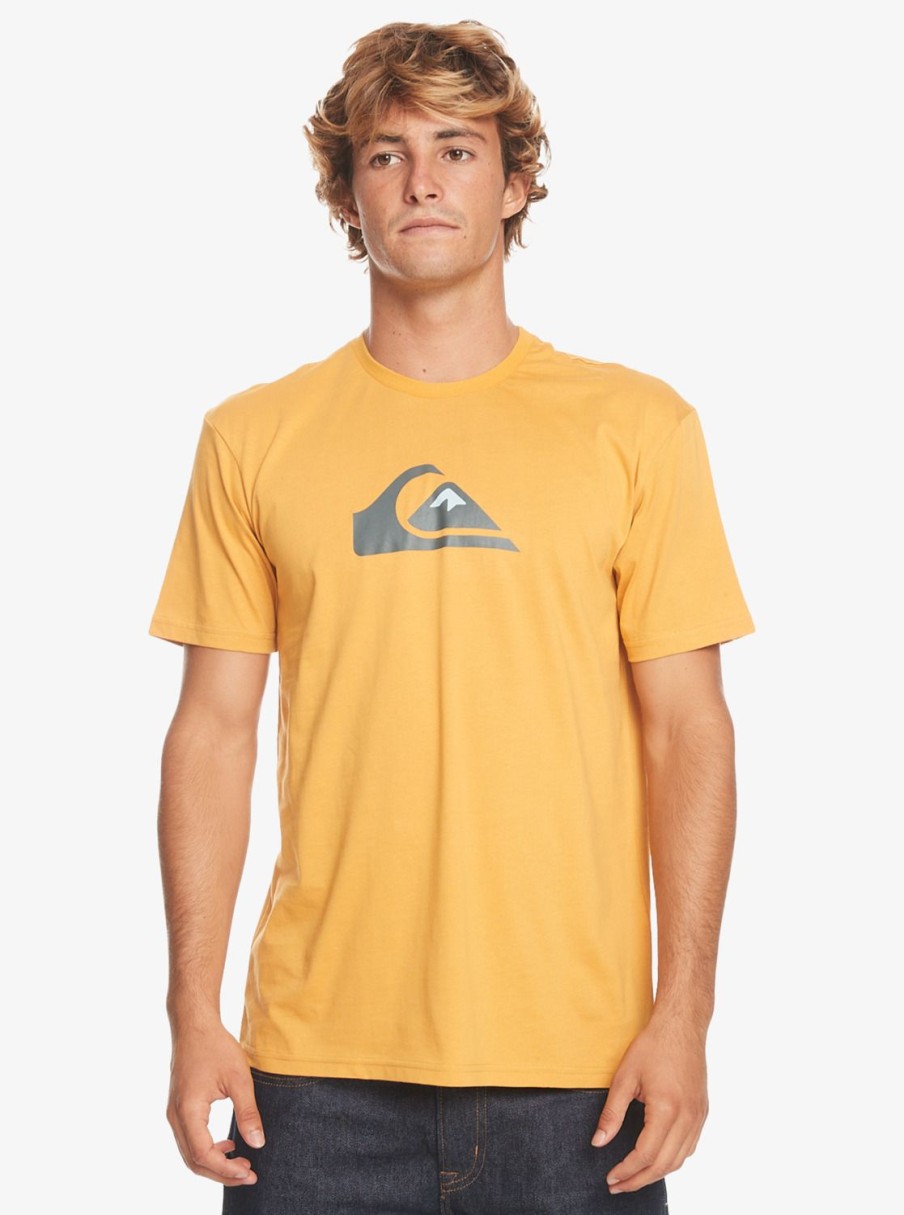 Hombre Quiksilver Camisetas & Polos | Comp Logo - Camiseta Para Hombre Mustard