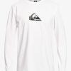 Hombre Quiksilver Lycras | Solid Streak - Camiseta Surf De Manga Larga Upf 50 Para Hombre White