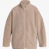 Mujer Quiksilver | Uni - Chaqueta De Sherpa Con Cremallera Completa Para Mujer Plaza Taupe