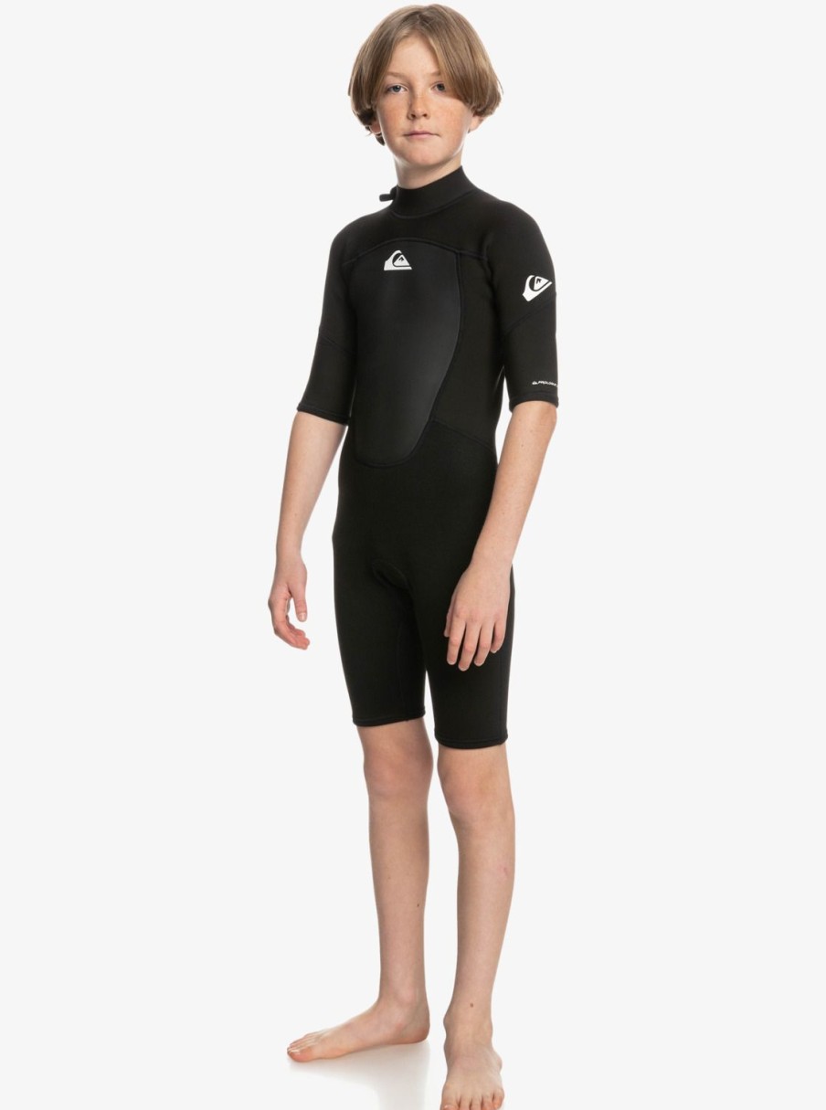 Nino Quiksilver Trajes De Surf | 2/2Mm Prologue - Short Sleeve Back Zip Springsuit For Boys Black