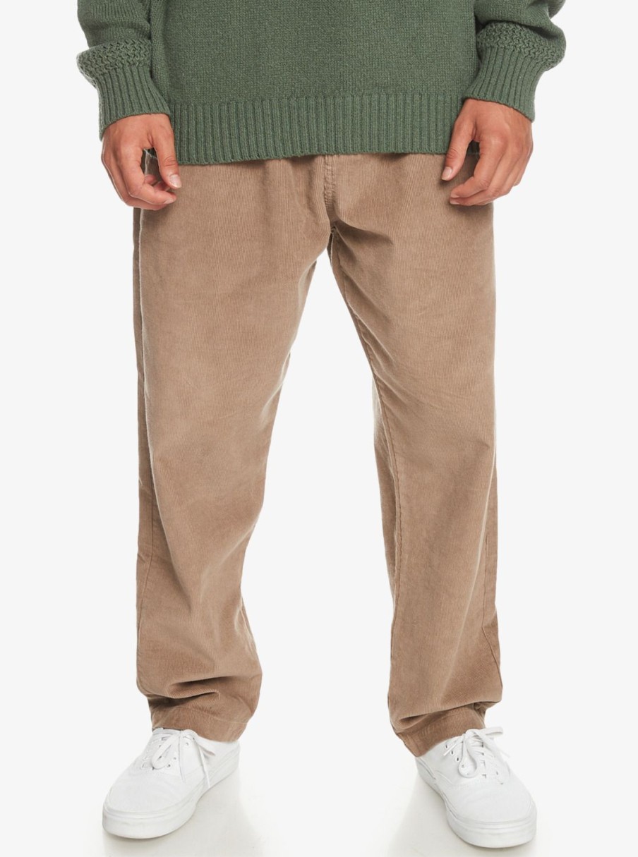 Hombre Quiksilver Pantalones | Cord Beach Cruiser - Pantalon Elastico De Pana Para Hombre Fossil