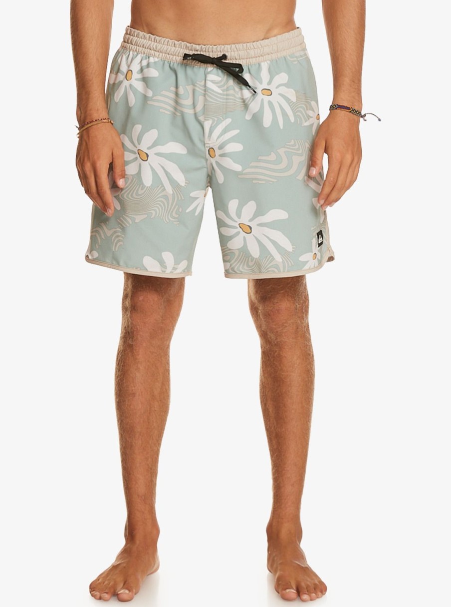 Hombre Quiksilver Trajes De Bano | Surfsilk Scallop Volley 17" - Short De Natacion Para Hombre Iceberg Green