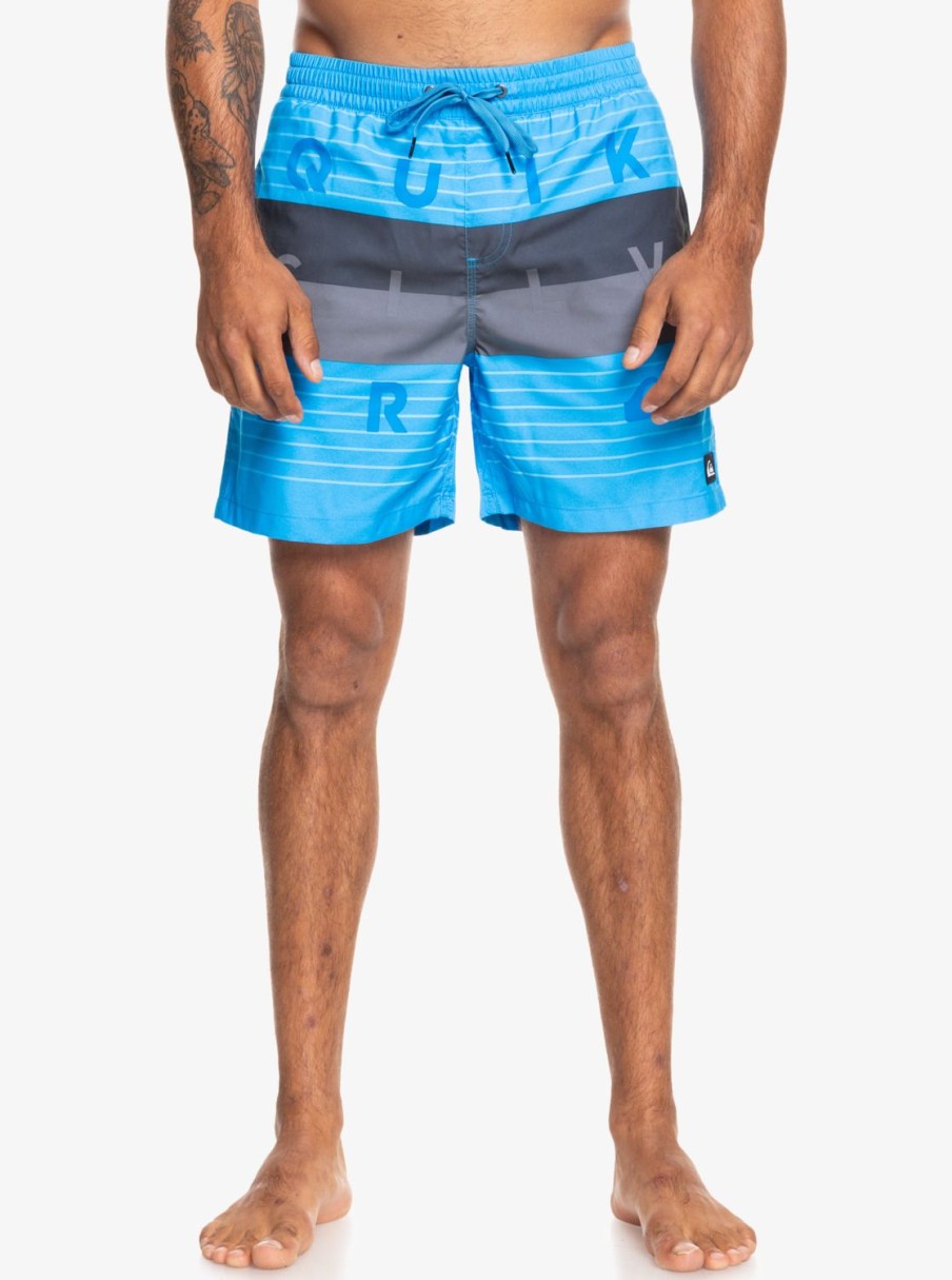 Hombre Quiksilver Trajes De Bano | Word Block 17" - Short De Natacion Para Hombre Blithe