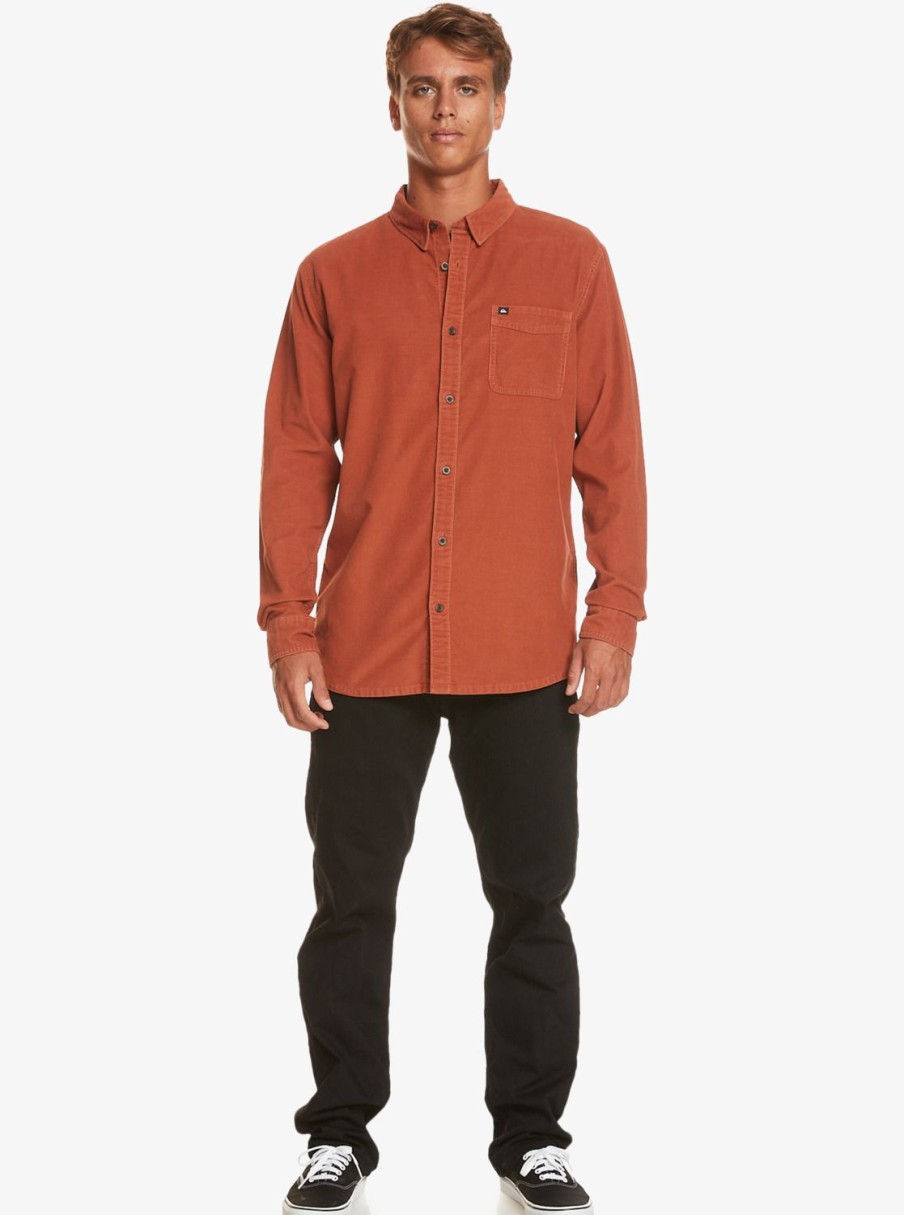 Hombre Quiksilver Camisas | Smoke Trail - Camisa De Manga Larga Para Hombre Baked Clay