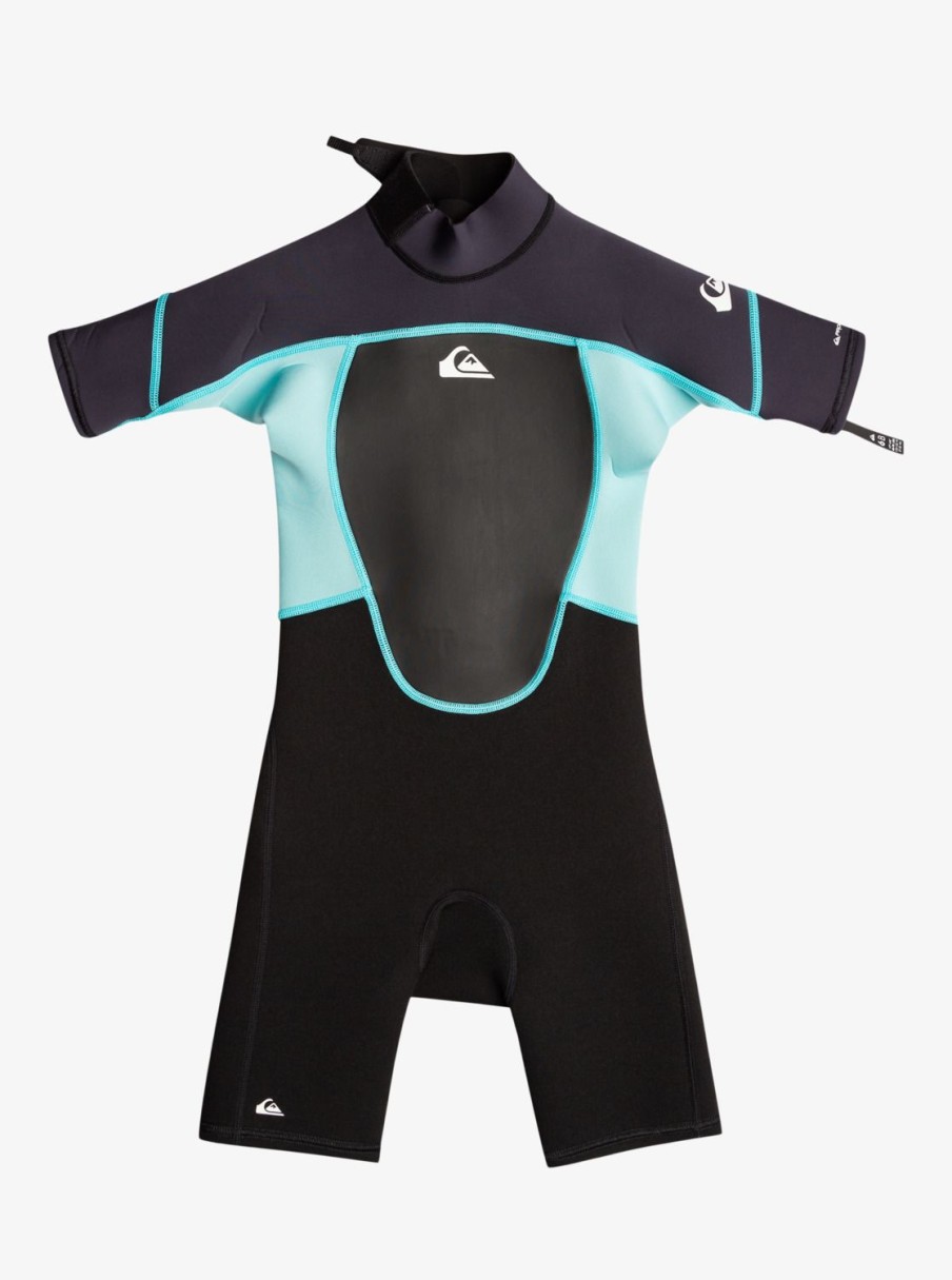 Nino Quiksilver Trajes De Surf | 2/2Mm Prologue - Traje De Surf De Primavera Con Manga Corta Y Cremallera En La Espalda Para Chicos 2-7 Black/Jet Black/Angel Blue