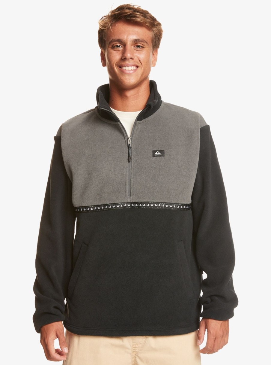 Hombre Quiksilver Sudaderas & Jerseis | Taped Off - Sudadera Con Media Cremallera Para Hombre Black