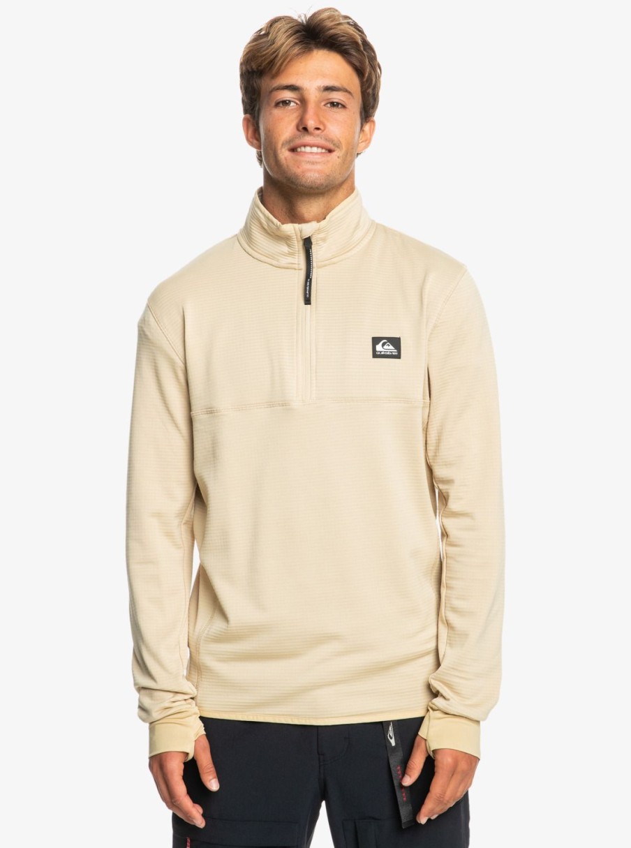 Hombre Quiksilver Sudaderas & Jerseis | Steep Point - Camiseta Interior De Media Cremallera Para Hombre Pale Khaki