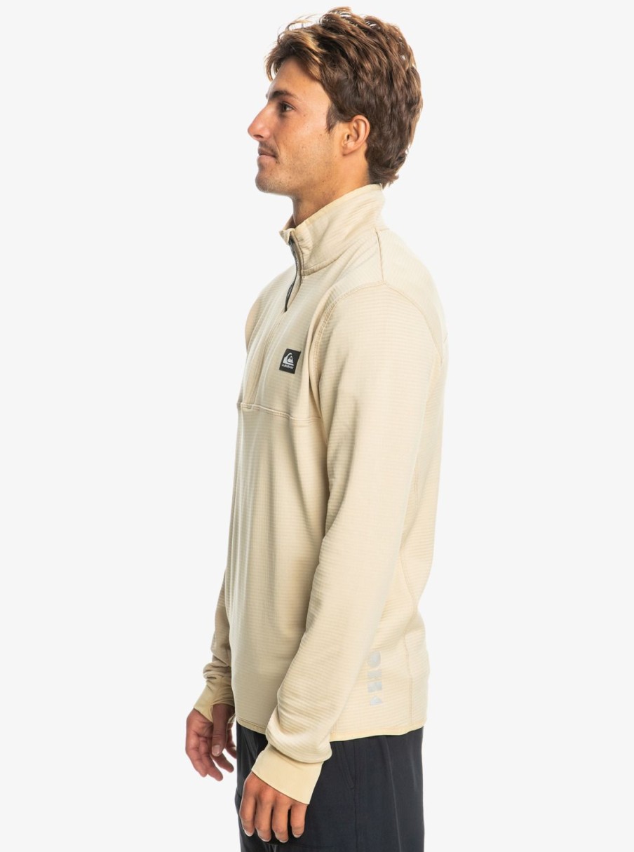 Hombre Quiksilver Sudaderas & Jerseis | Steep Point - Camiseta Interior De Media Cremallera Para Hombre Pale Khaki