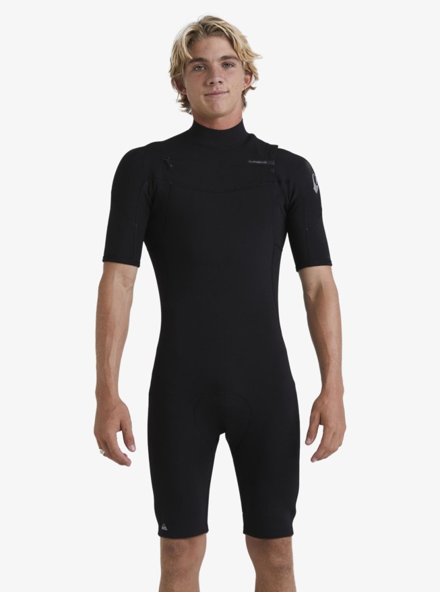 Hombre Quiksilver Trajes De Surf | 2/2Mm Everyday Sessions - Traje De Surf De Primavera Con Manga Corta Y Cremallera En El Pecho Para Hombre Black