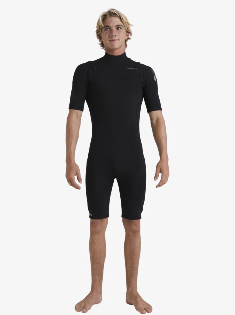 Hombre Quiksilver Trajes De Surf | 2/2Mm Everyday Sessions - Traje De Surf De Primavera Con Manga Corta Y Cremallera En El Pecho Para Hombre Black