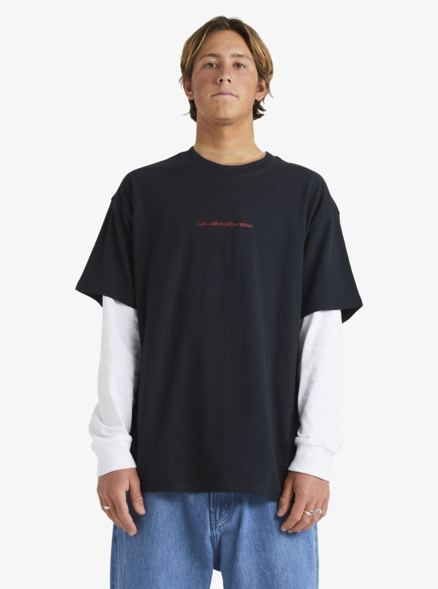 Hombre Quiksilver Camisetas & Polos | Asteroid - Camiseta Extragrande Para Hombre Black