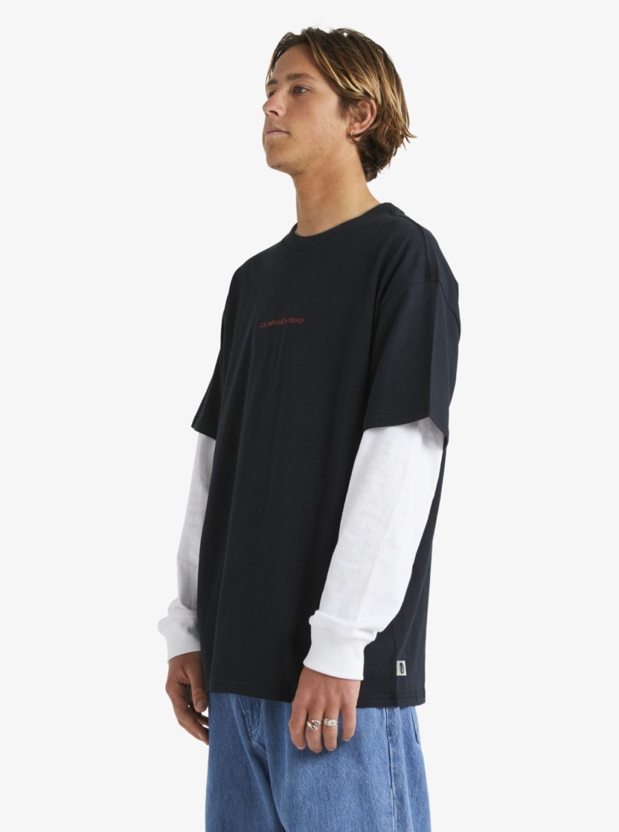 Hombre Quiksilver Camisetas & Polos | Asteroid - Camiseta Extragrande Para Hombre Black