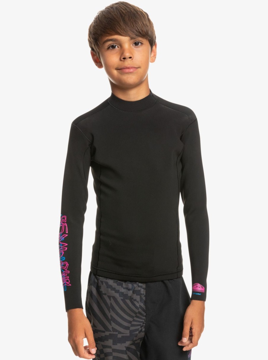 Nino Quiksilver Trajes De Surf | 1.5Mm Everyday Sessions - Top Neopreno De Manga Larga Para Chicos 8-16 Black