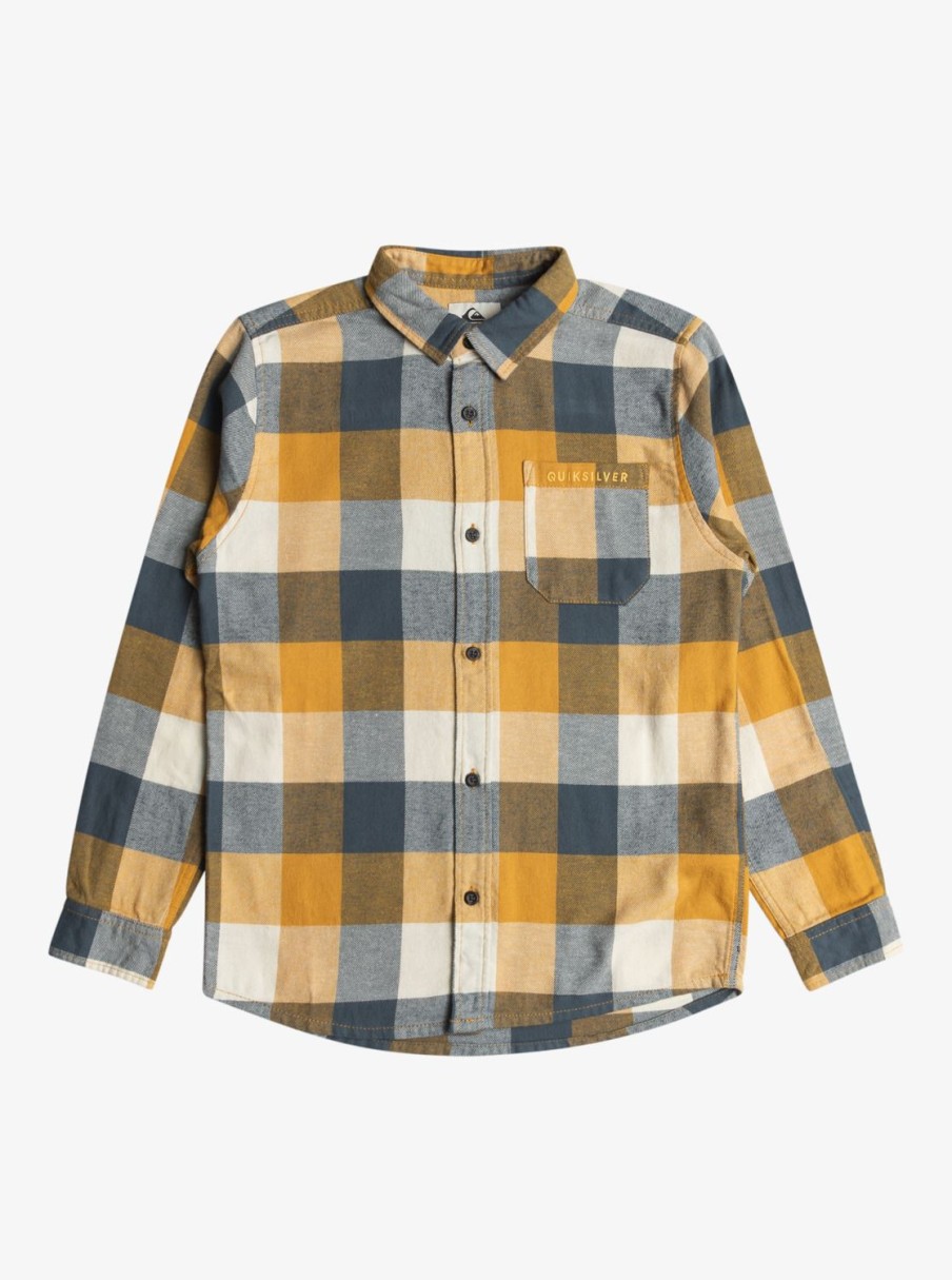 Nino Quiksilver Camisas | Motherfly - Camisa De Manga Larga Para Chicos 8-16 Mustard Motherfly