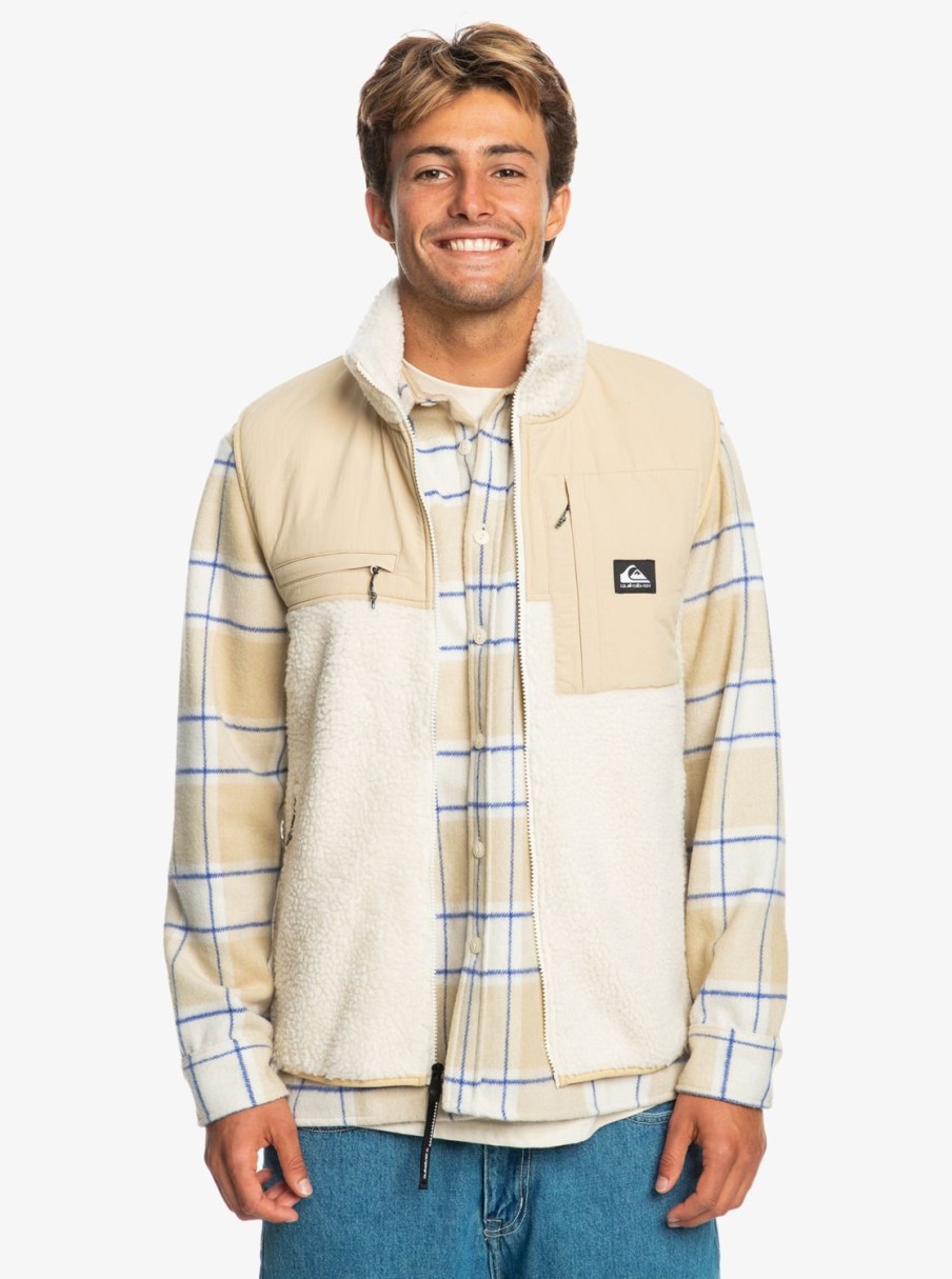 Hombre Quiksilver Chaquetas & Abrigos | Shallow Water - Chaleco Polar Con Cremallera Para Hombre Birch