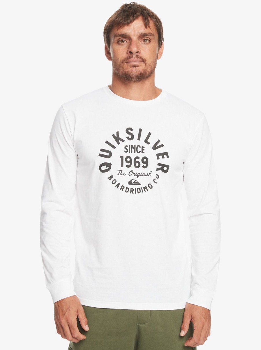 Hombre Quiksilver Camisetas & Polos | Circled Script - Camiseta De Manga Larga Para Hombre White