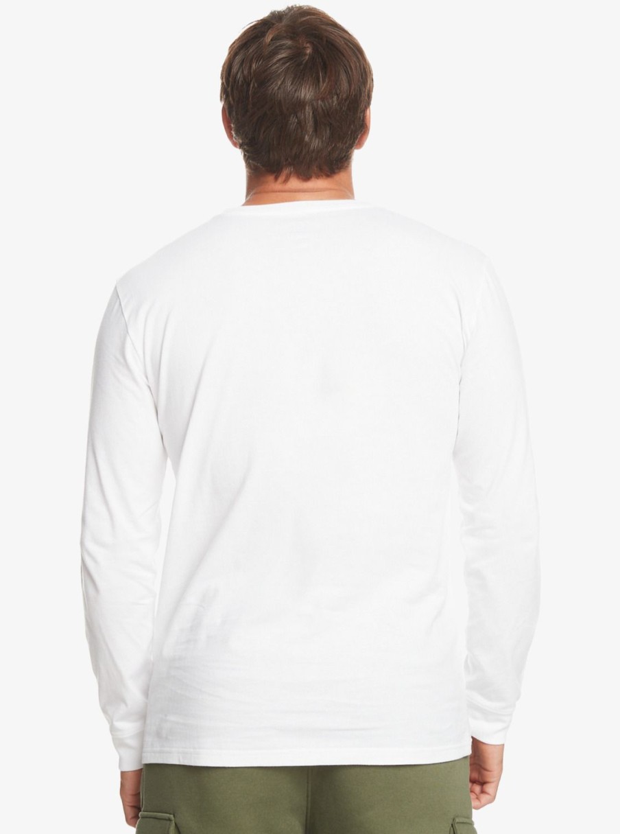 Hombre Quiksilver Camisetas & Polos | Circled Script - Camiseta De Manga Larga Para Hombre White