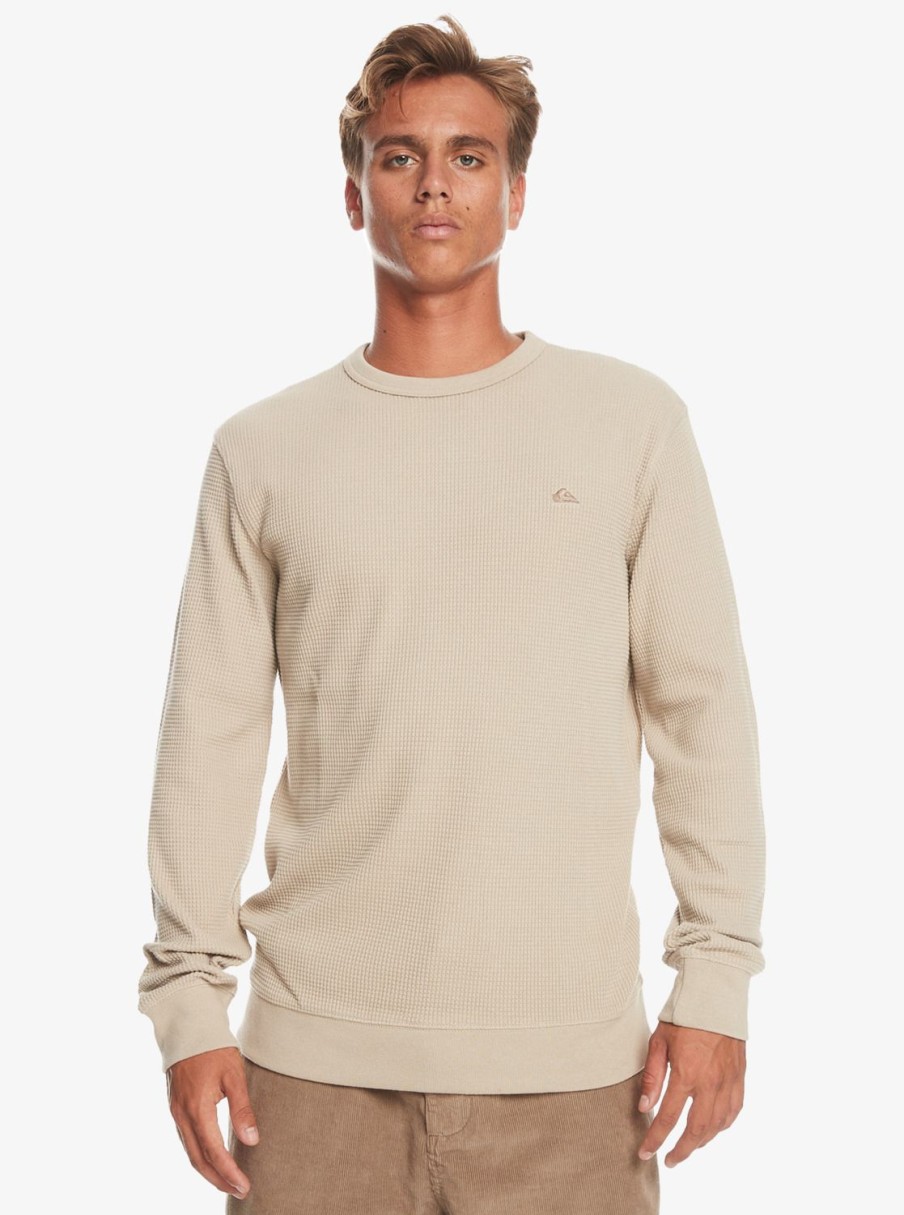 Hombre Quiksilver Camisetas & Polos | Flanders Waffle - Camiseta De Manga Larga Para Hombre Plaza Taupe