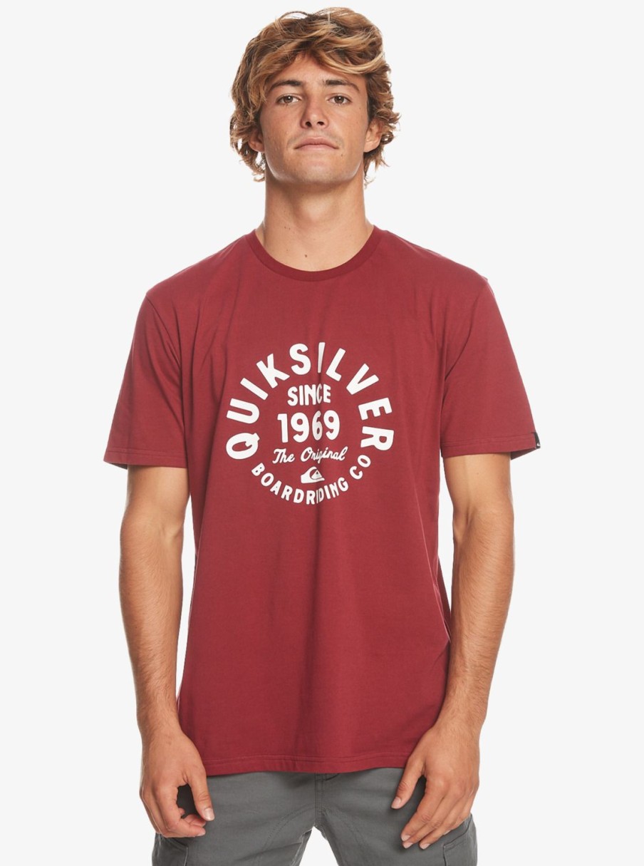 Hombre Quiksilver Camisetas & Polos | Circled Script - Camiseta Para Hombre Tibetan Red