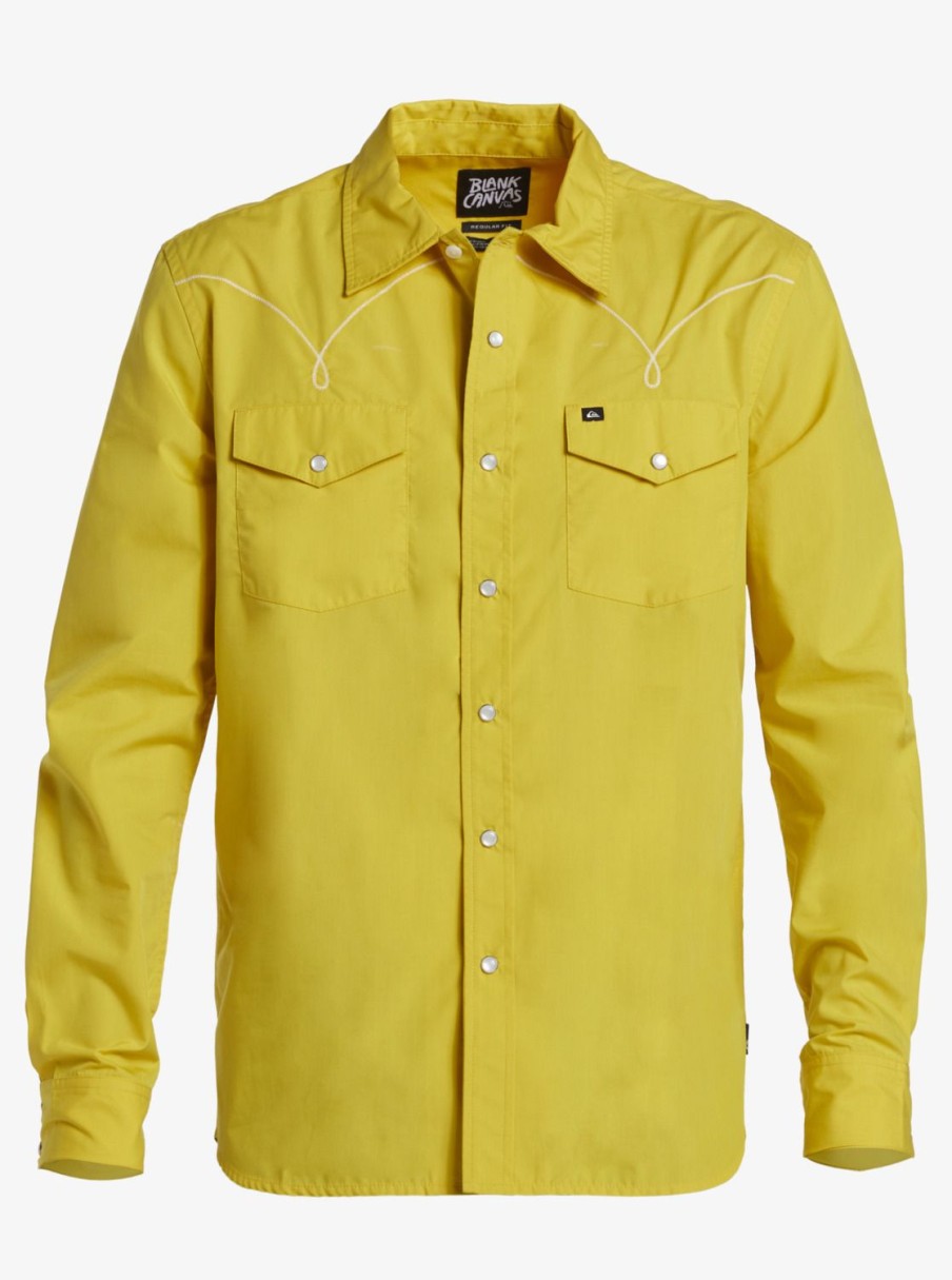 Hombre Quiksilver Camisas | Andy Y Andy - Camisa Vaquera Para Hombre Oil Yellow