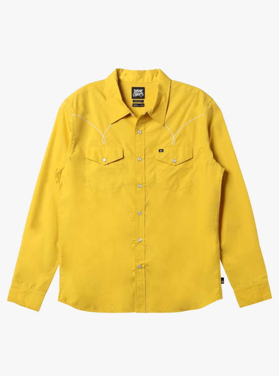 Hombre Quiksilver Camisas | Andy Y Andy - Camisa Vaquera Para Hombre Oil Yellow