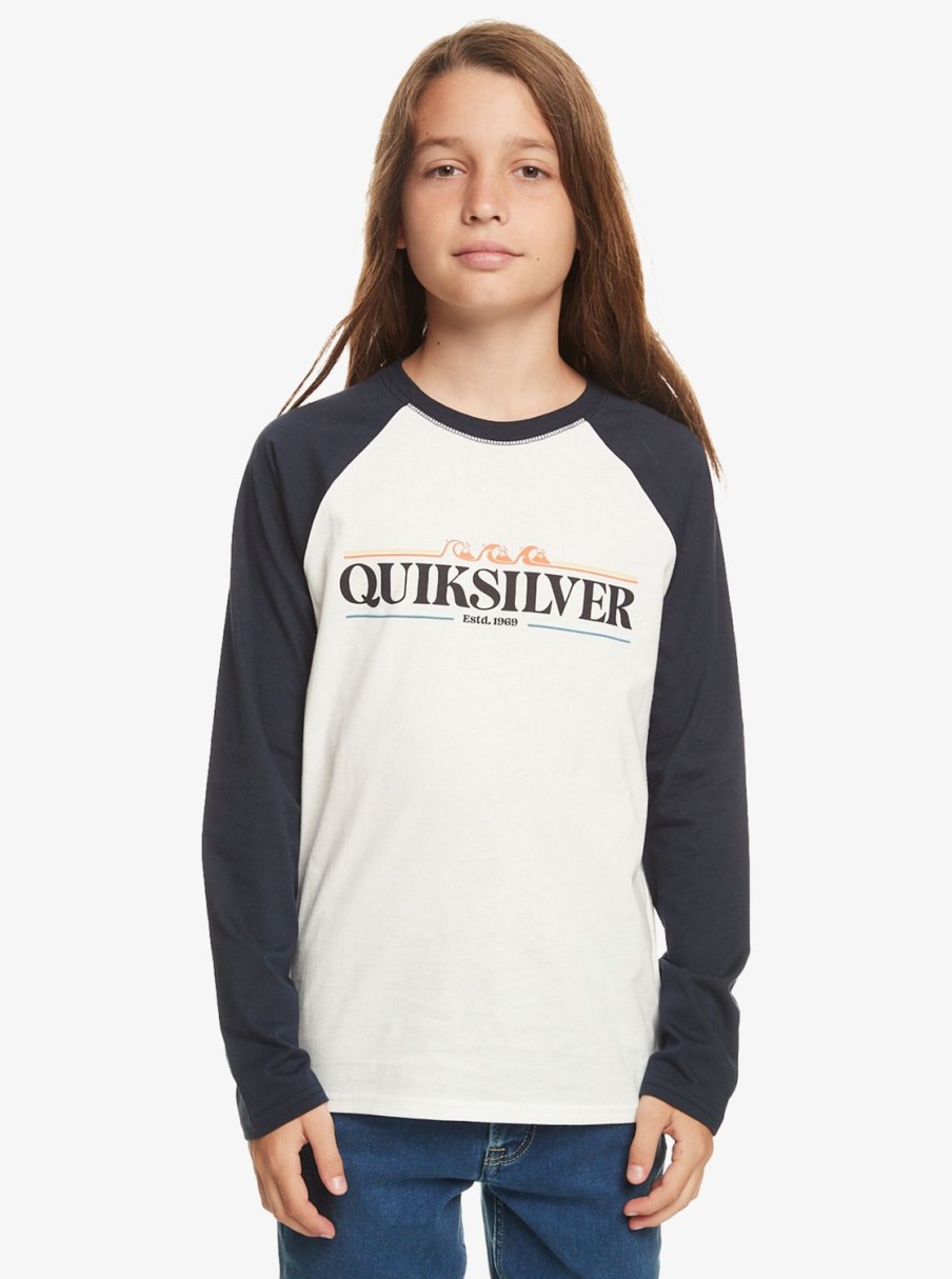 Nino Quiksilver Camisetas | Raglan - Camiseta De Manga Larga Para Chicos 8-16 Snow White