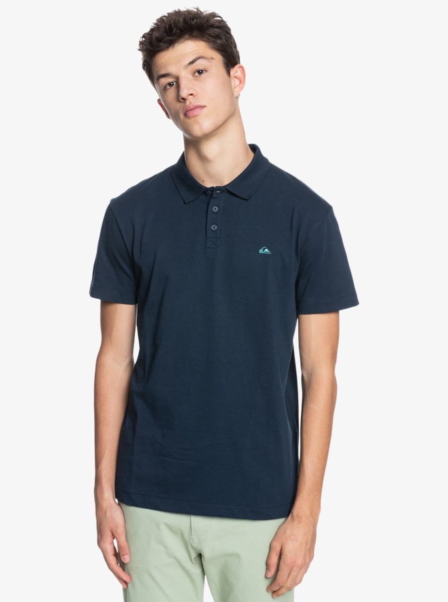 Hombre Quiksilver Camisas | Essentials - Camisa Polo Sostenible De Manga Corta Para Hombre Navy Blazer