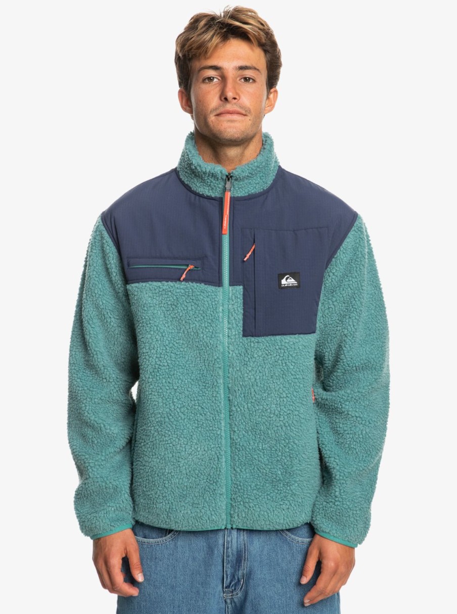 Hombre Quiksilver Chaquetas & Abrigos | Shallow Water - Polar Con Cremallera Para Hombre Brittany Blue