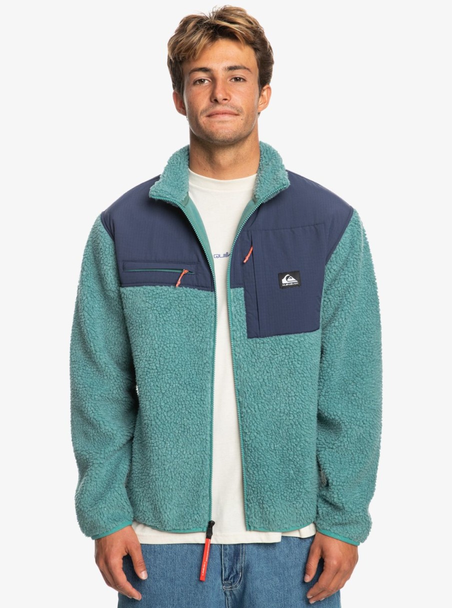 Hombre Quiksilver Chaquetas & Abrigos | Shallow Water - Polar Con Cremallera Para Hombre Brittany Blue