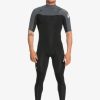 Hombre Quiksilver Trajes De Surf | 2/2Mm Everyday Sessions - Traje De Surf De Primavera Con Manga Corta Y Cremallera En El Pecho Para Hombre Black/Gun Metal