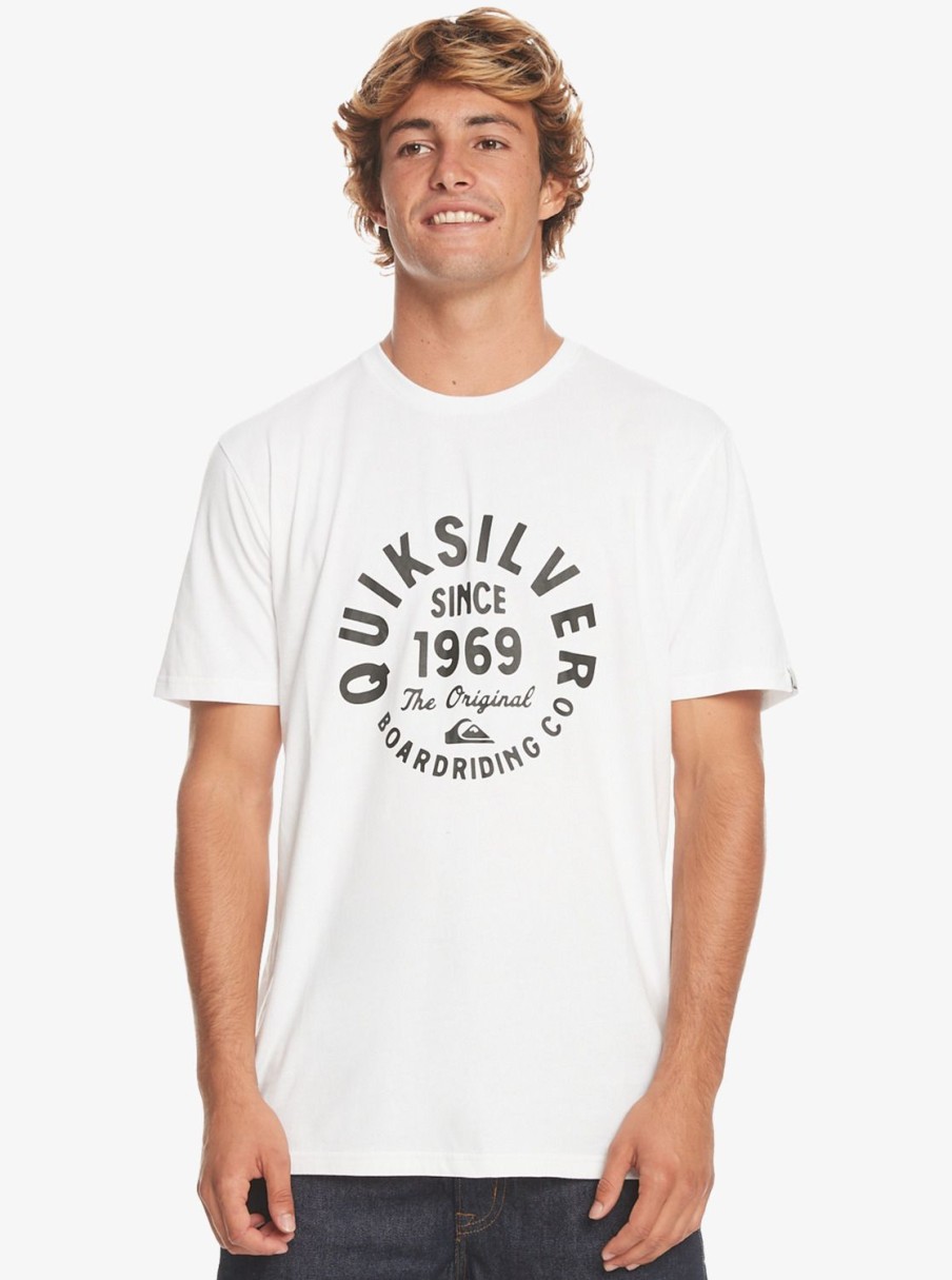 Hombre Quiksilver Camisetas & Polos | Circled Script - Camiseta Para Hombre White