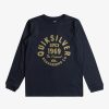 Nino Quiksilver Camisetas | Circled Script - Camiseta De Manga Larga Para Chicos 8-16 Navy Blazer