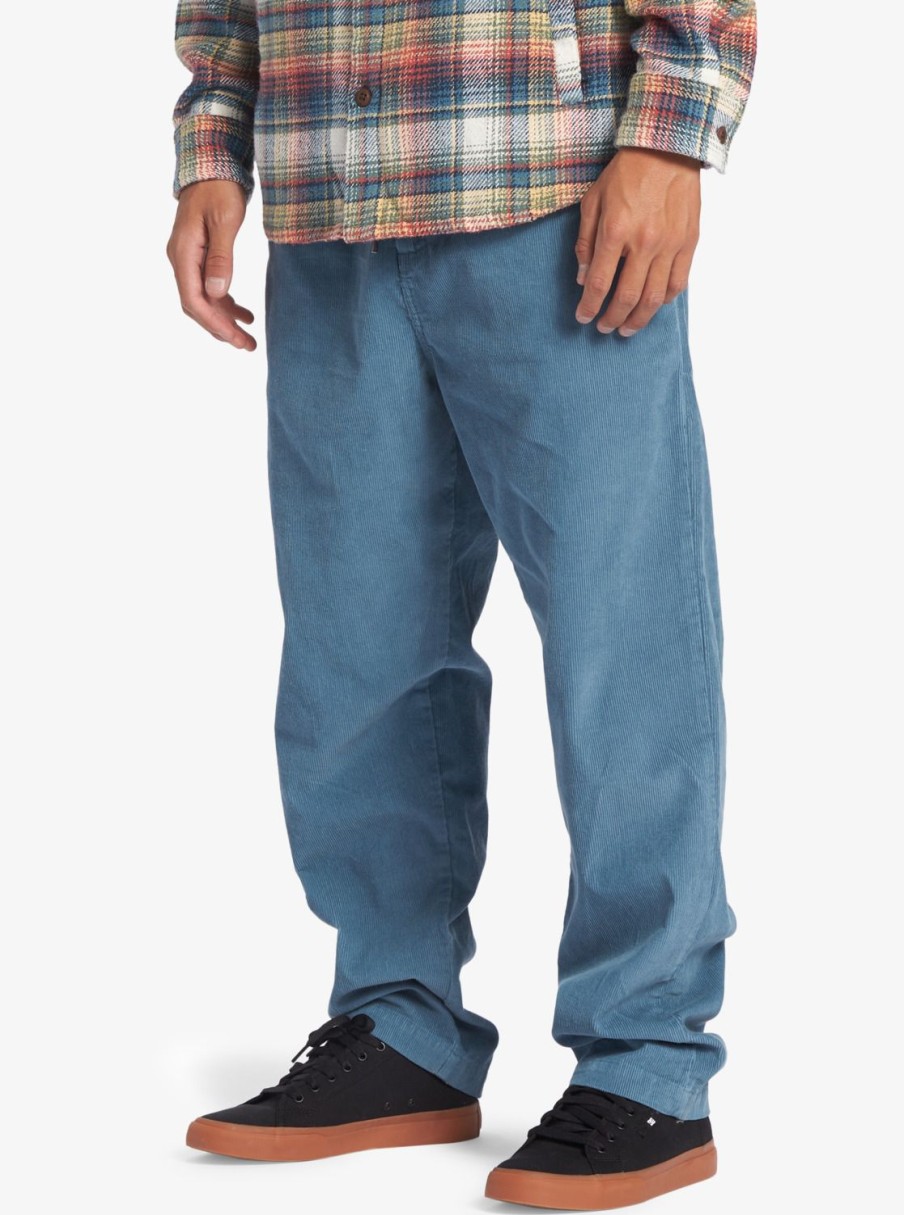 Hombre Quiksilver Pantalones | Cord Beach Cruiser - Pantalon Elastico De Pana Para Hombre Aegean Blue