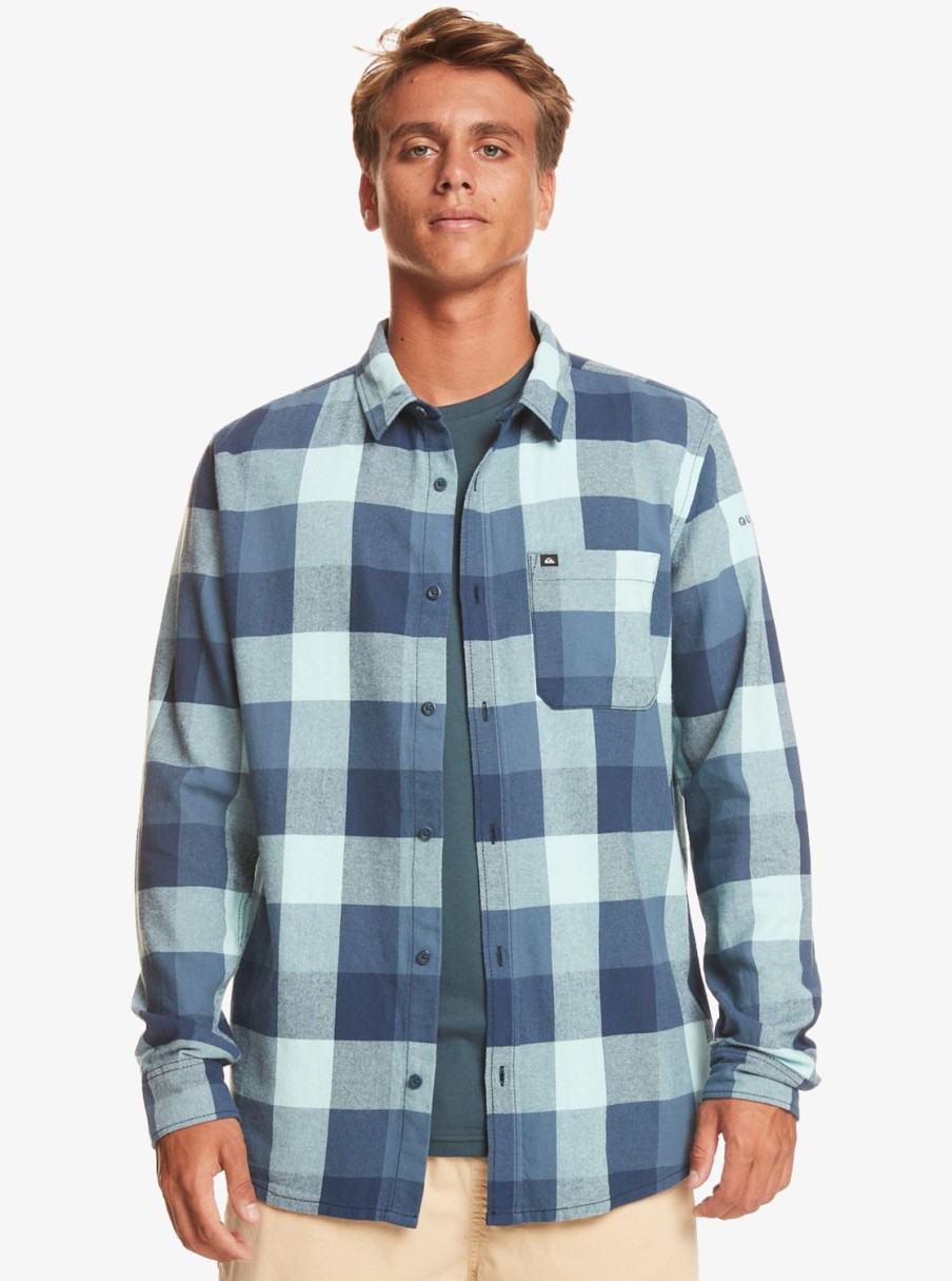 Hombre Quiksilver Camisas | Motherfly - Camisa De Manga Larga Para Hombre Pastel Turquoise Motherfly