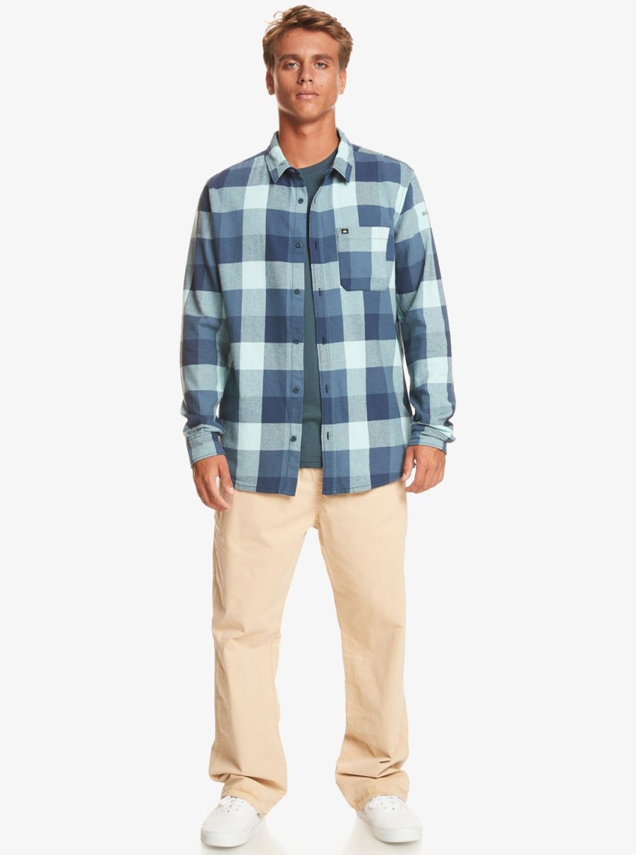 Hombre Quiksilver Camisas | Motherfly - Camisa De Manga Larga Para Hombre Pastel Turquoise Motherfly