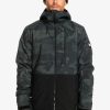 Hombre Quiksilver Chaquetas De Snow | Mission - Chaqueta Tecnica Snow Para Hombre Spray Camo True Black