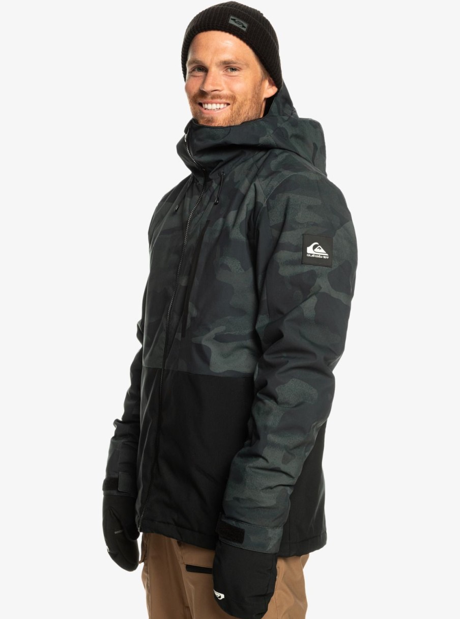 Hombre Quiksilver Chaquetas De Snow | Mission - Chaqueta Tecnica Snow Para Hombre Spray Camo True Black