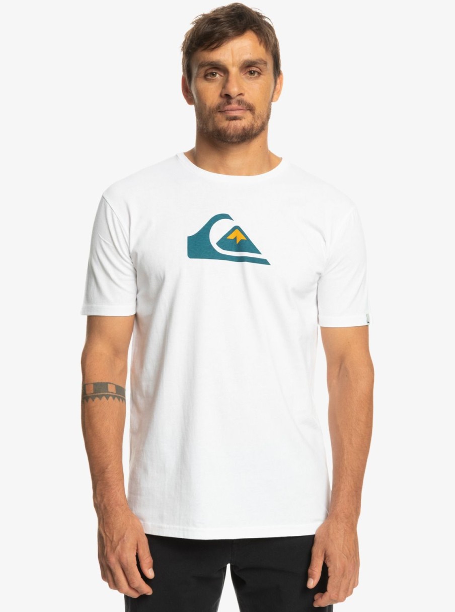 Hombre Quiksilver Camisetas & Polos | Comp Logo - Camiseta Para Hombre White