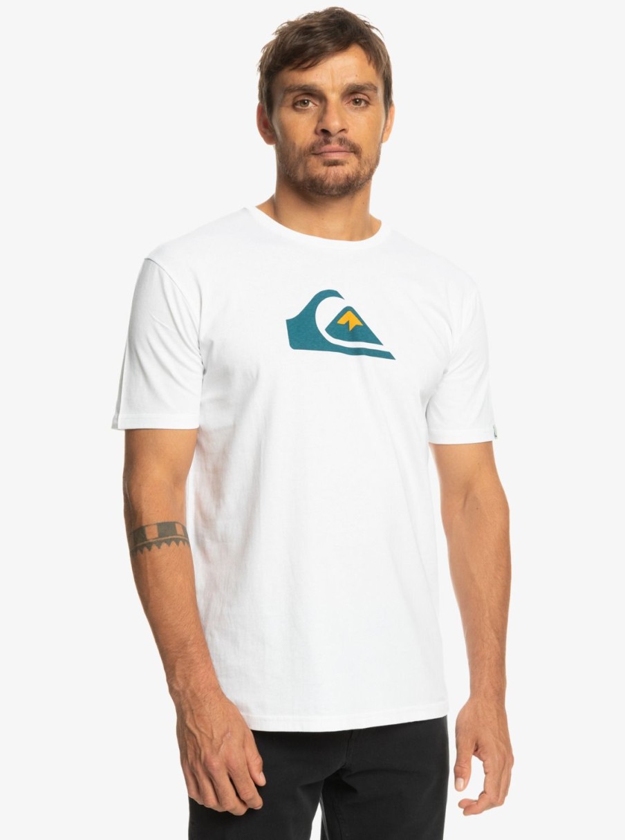 Hombre Quiksilver Camisetas & Polos | Comp Logo - Camiseta Para Hombre White