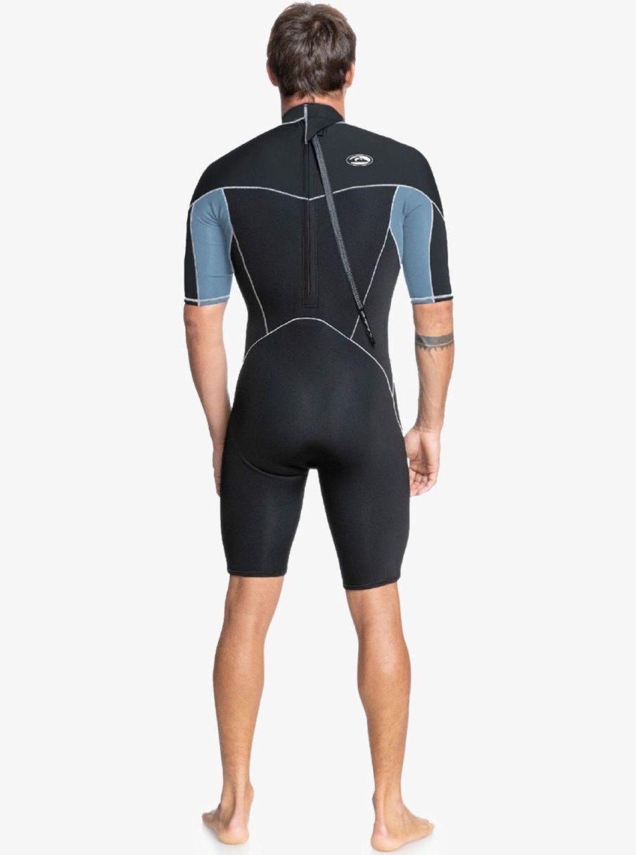 Hombre Quiksilver Trajes De Surf | 2/2Mm Capsule Saturn - Springsuit De Manga Corta Para Hombre Black/Provincial Blue