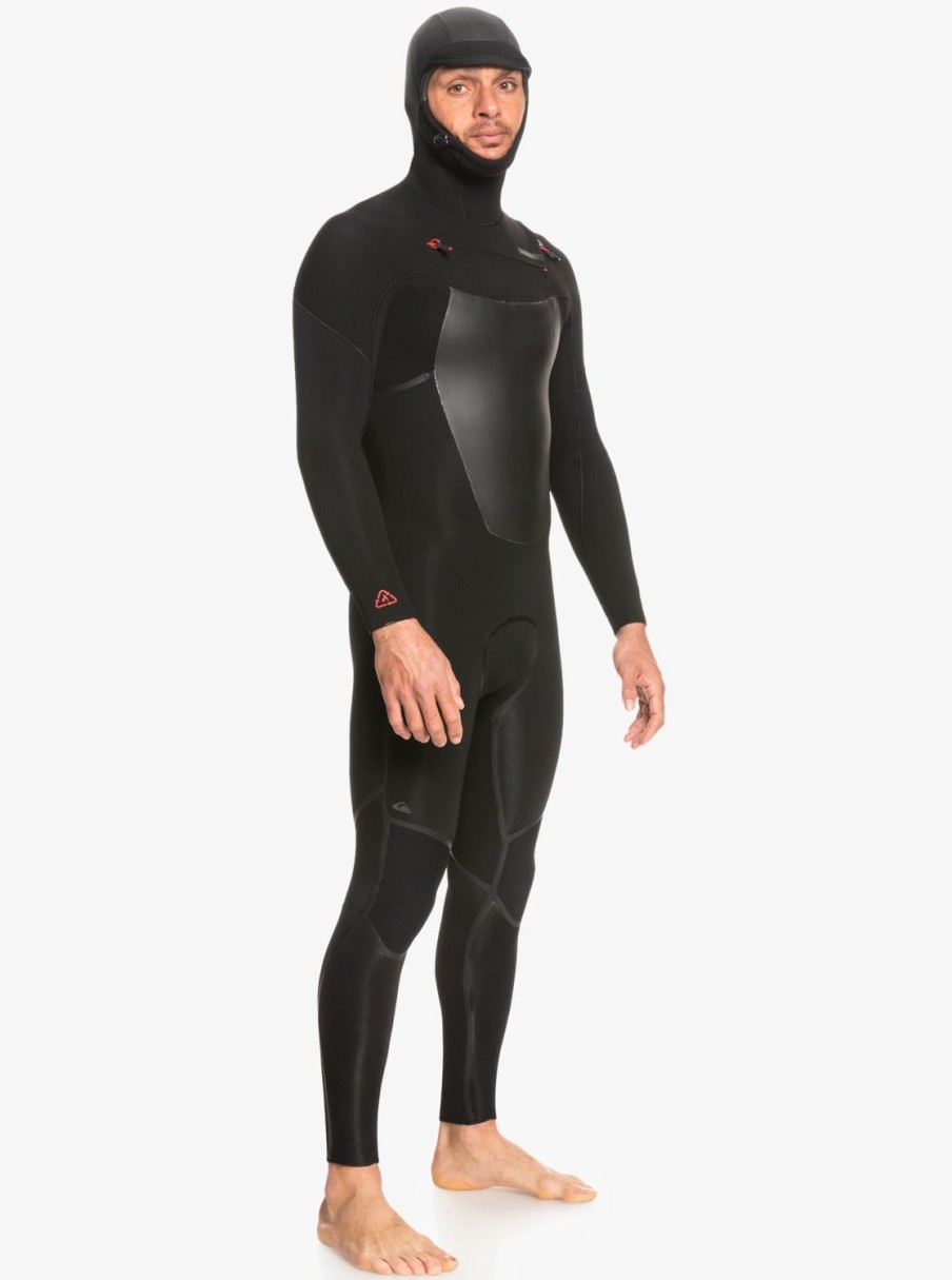 Hombre Quiksilver Trajes De Surf | 4/3Mm Marathon Sessions - Traje De Surf Con Cremallera En El Pecho Y Capucha Para Hombre Black