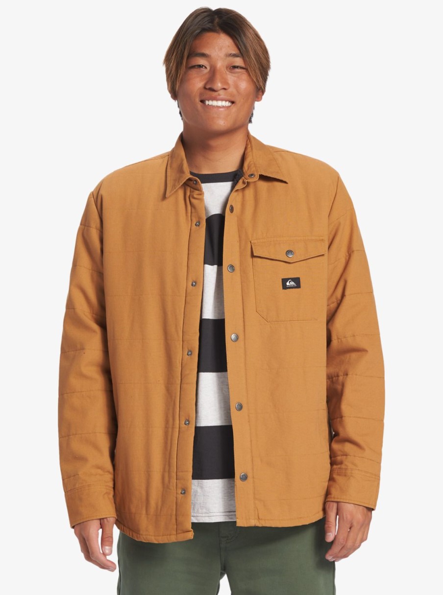 Hombre Quiksilver Chaquetas & Abrigos | Downrail Upd - Chaqueta De Lona Para Hombre Bone Brown