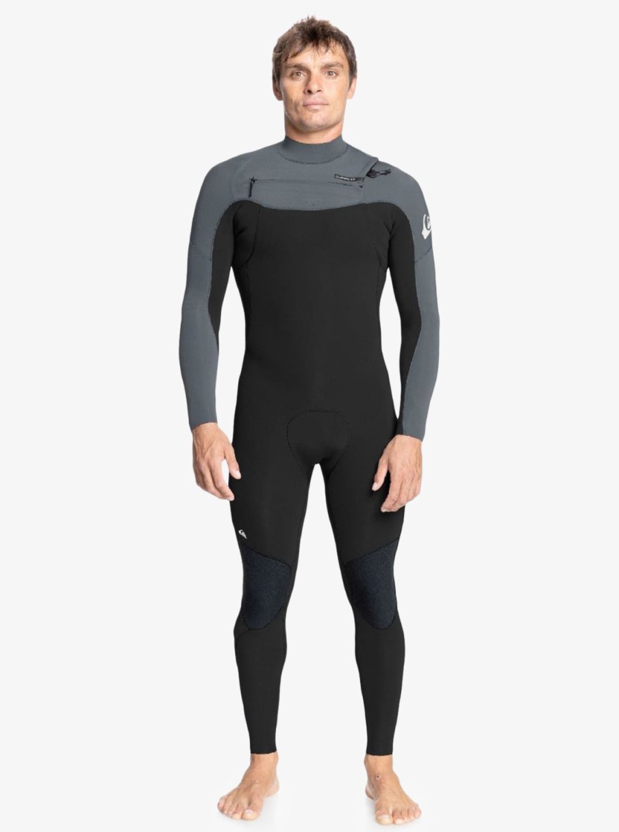 Hombre Quiksilver Trajes De Surf | 3/2Mm Everyday Sessions - Traje De Surf Con Cremallera En El Pecho Para Hombre Black/Gun Metal