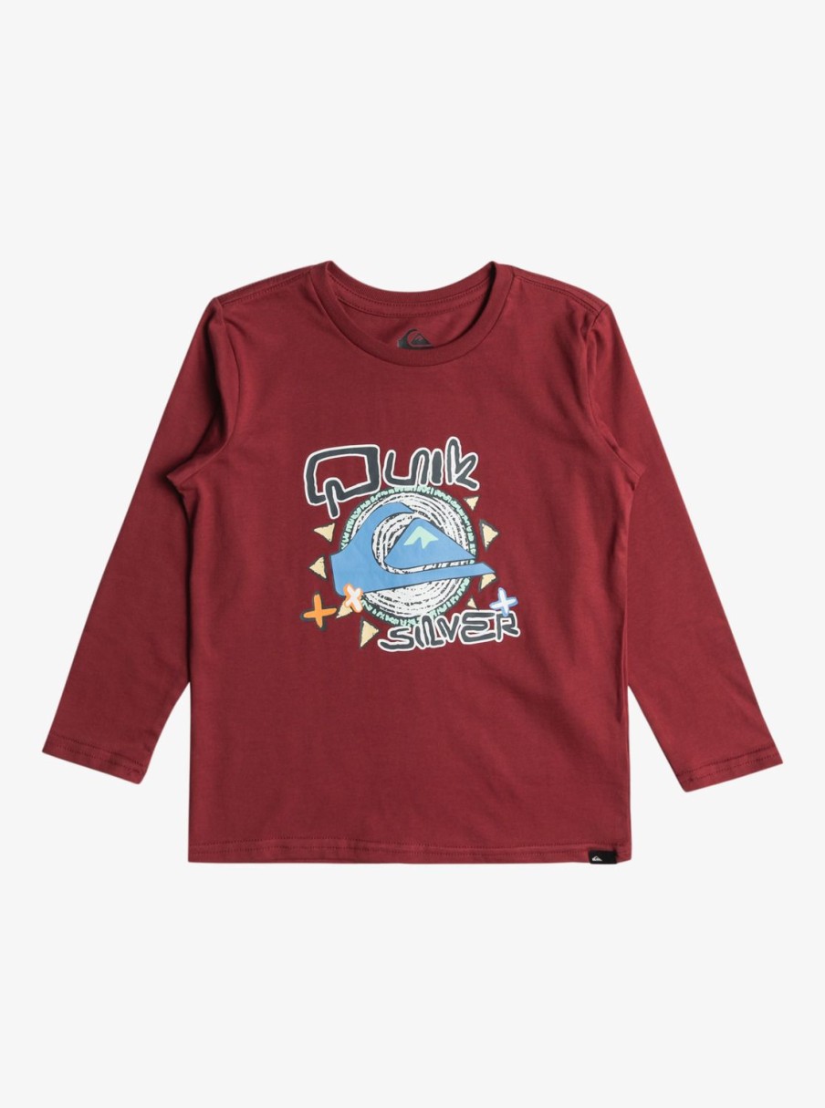 Nino Quiksilver Camisetas | Vintage Feel - Camiseta De Manga Larga Para Chicos 8-16 Tibetan Red