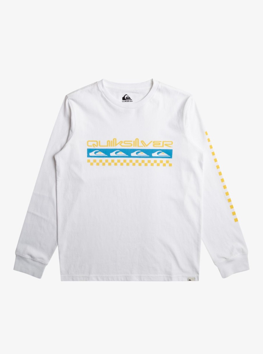 Nino Quiksilver Camisetas | Omni Check Turn - Camiseta De Manga Larga Para Chicos 8-16 White