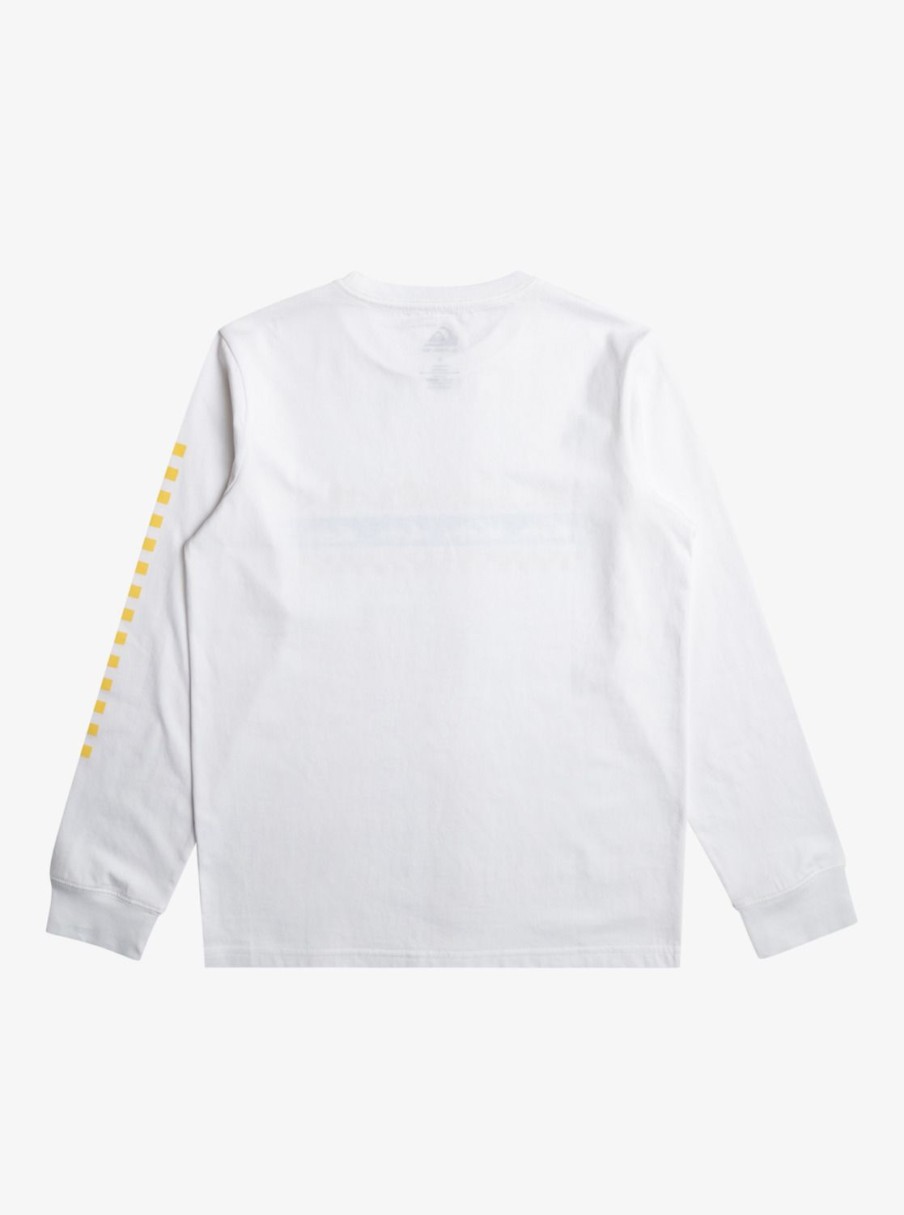 Nino Quiksilver Camisetas | Omni Check Turn - Camiseta De Manga Larga Para Chicos 8-16 White