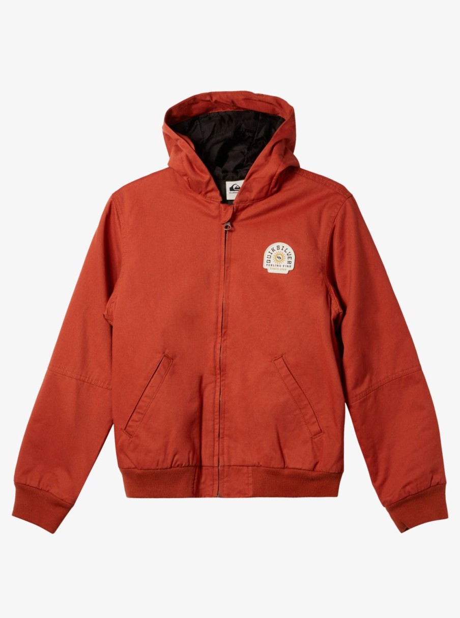 Nino Quiksilver Chaquetas & Abrigos | Lets Go To School - Chaqueta Con Capucha Para Chicos 8-16 Baked Clay