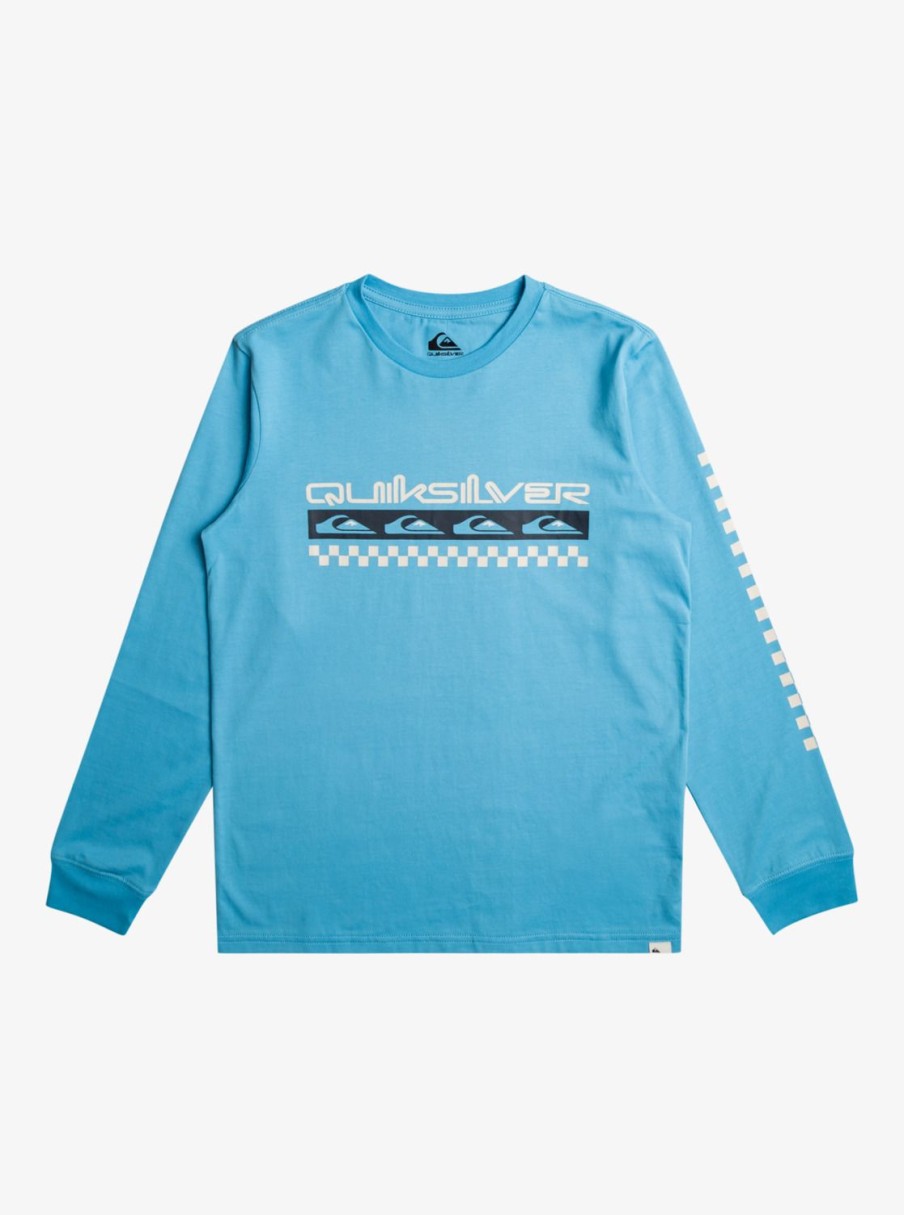 Nino Quiksilver Camisetas | Omni Check Turn - Camiseta De Manga Larga Para Chicos 8-16 Azure Blue