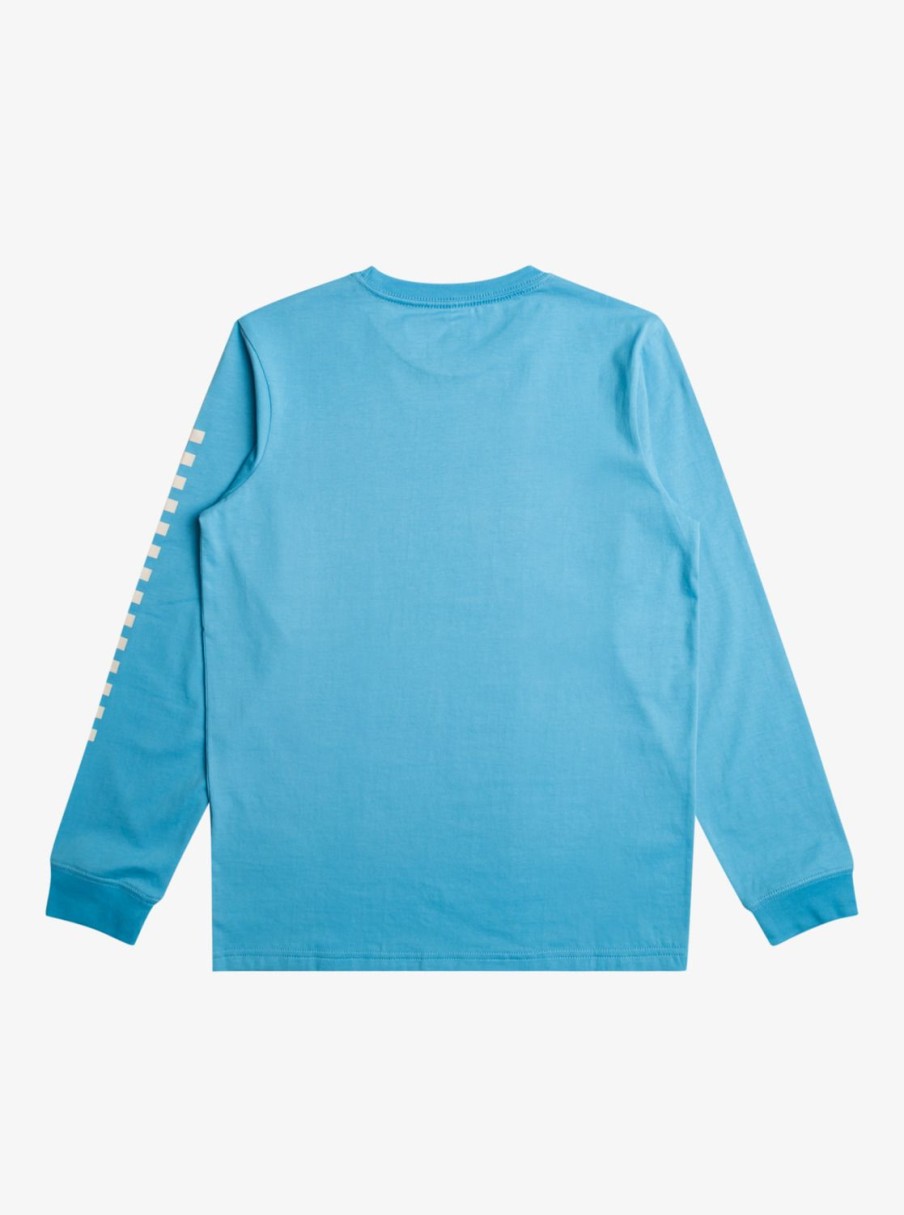 Nino Quiksilver Camisetas | Omni Check Turn - Camiseta De Manga Larga Para Chicos 8-16 Azure Blue