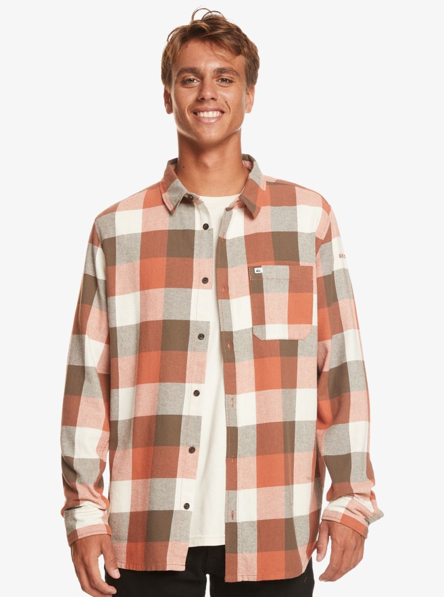 Hombre Quiksilver Camisas | Motherfly - Camisa De Manga Larga Para Hombre Major Brown Motherfly